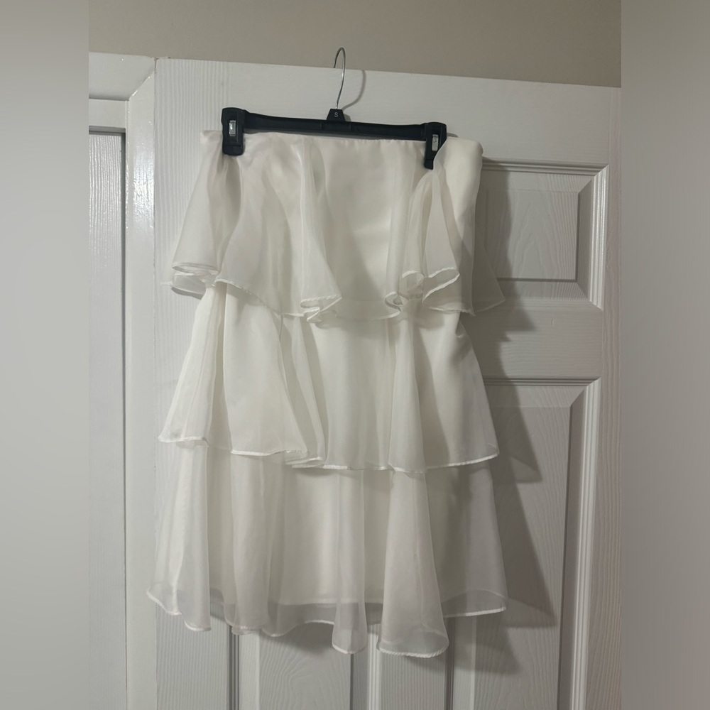 Abercrombie white organza tiered strapless mini dress
